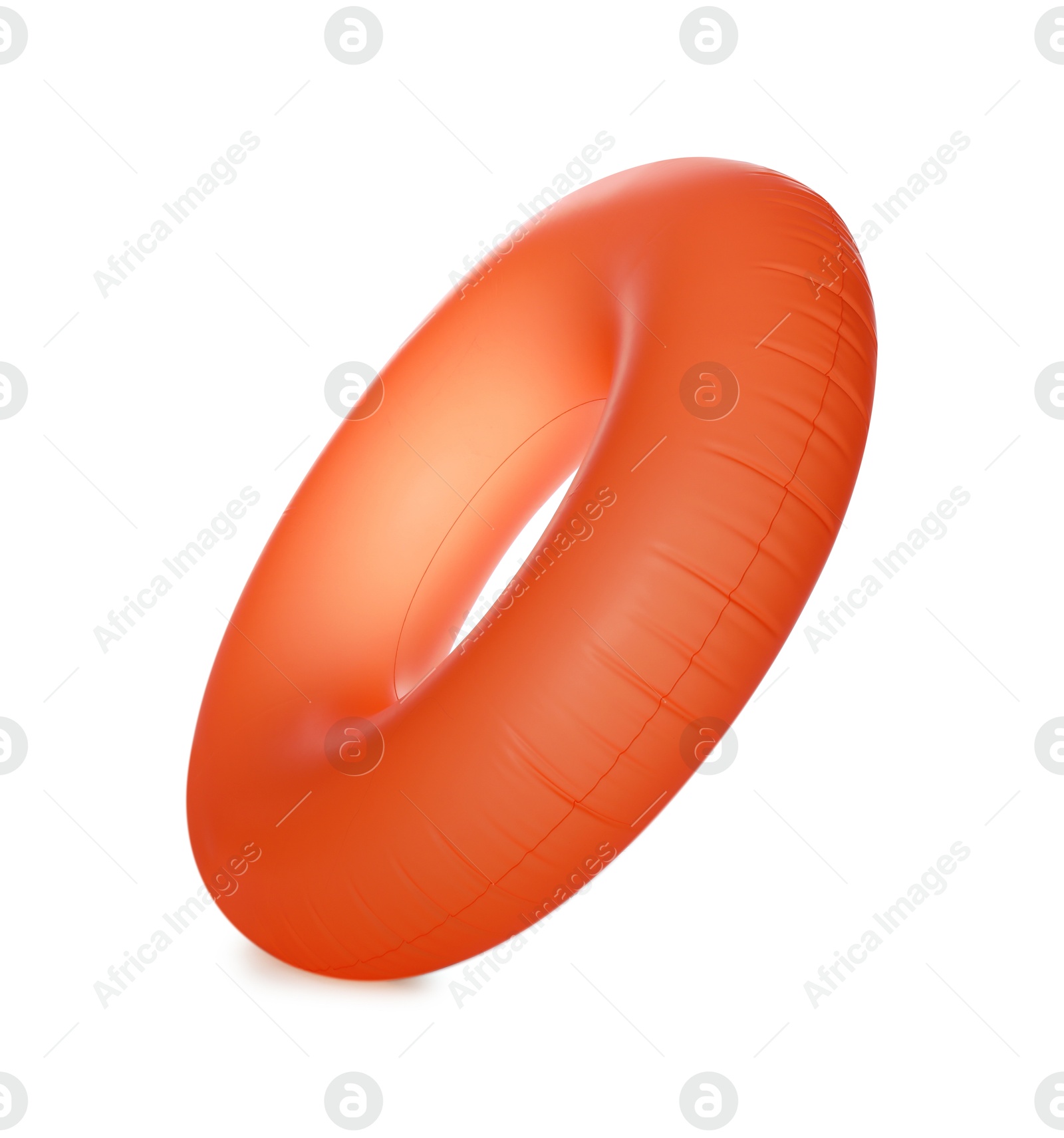 Photo of Orange inflatable ring isolated on white. Beach accessory