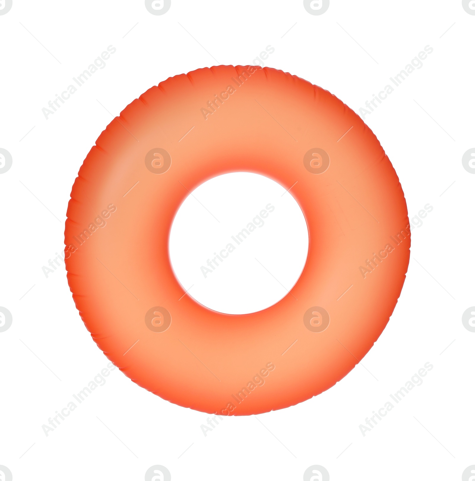 Photo of Orange inflatable ring isolated on white. Beach accessory