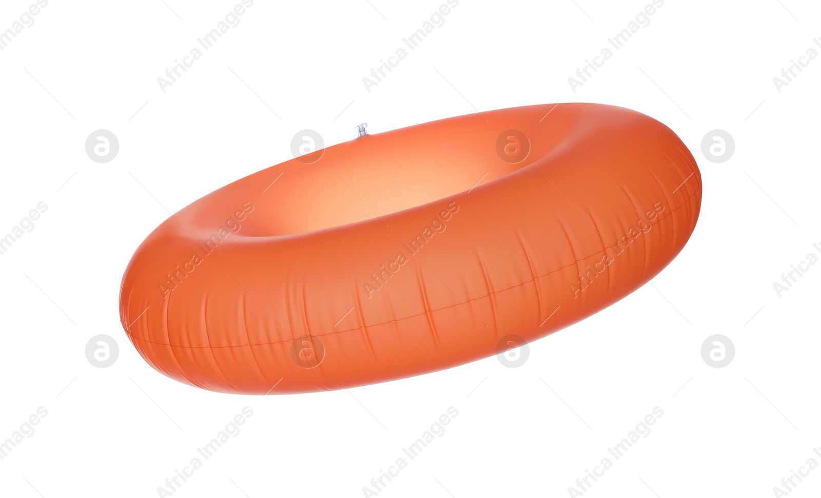 Photo of Orange inflatable ring isolated on white. Beach accessory