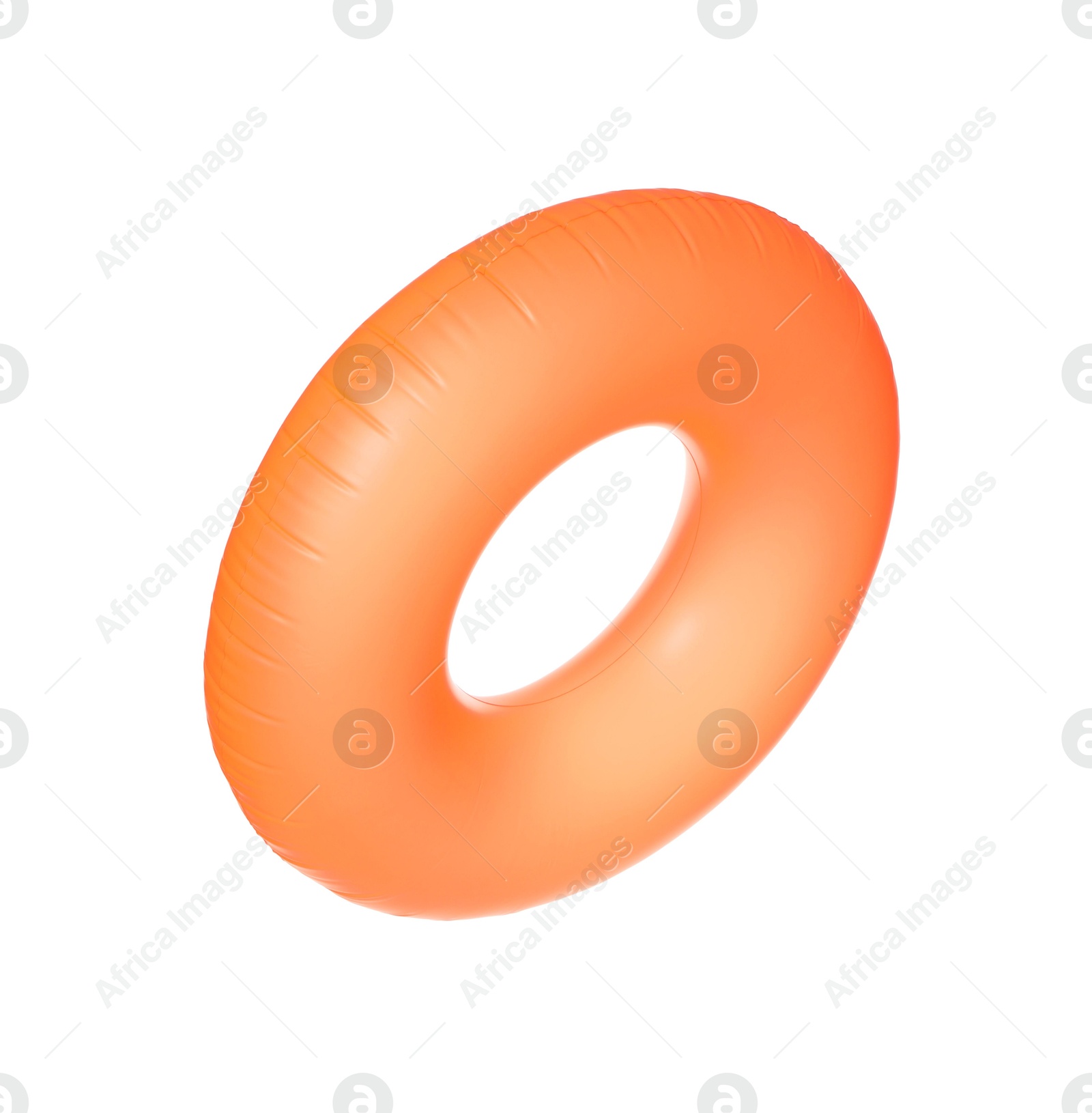 Photo of Orange inflatable ring isolated on white. Beach accessory