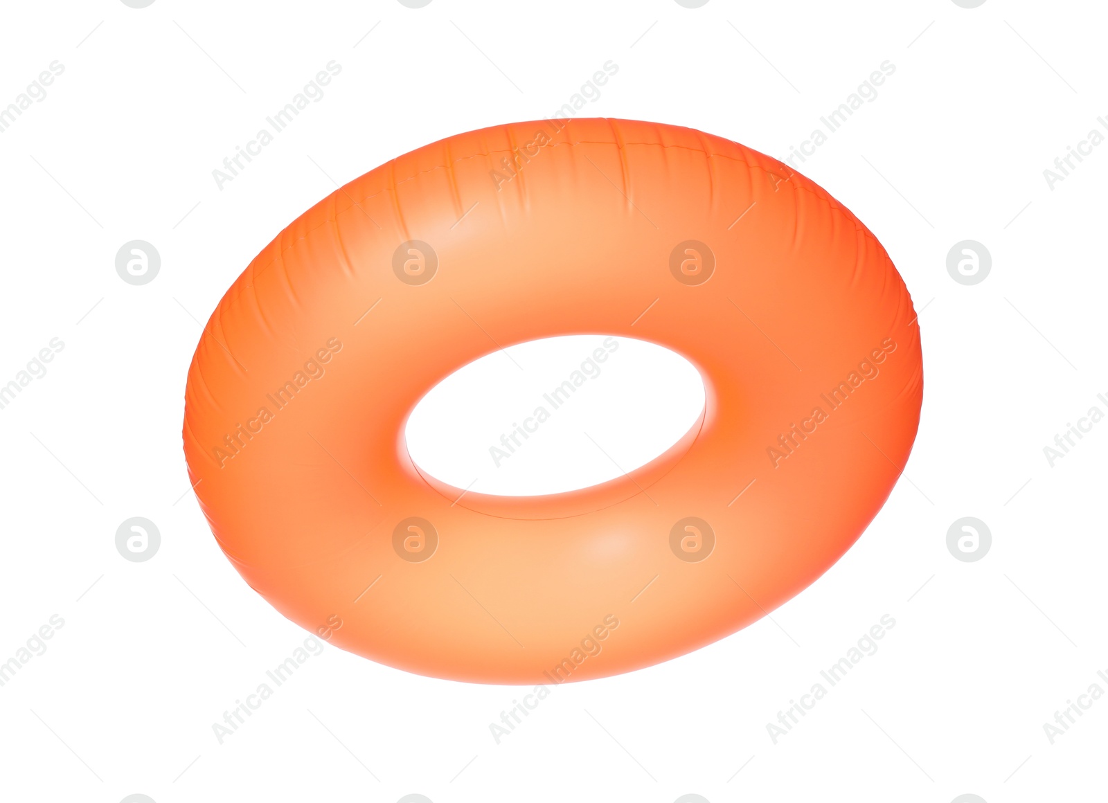 Photo of Orange inflatable ring isolated on white. Beach accessory