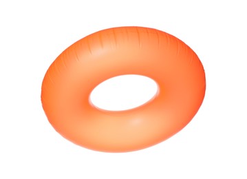 Photo of Orange inflatable ring isolated on white. Beach accessory