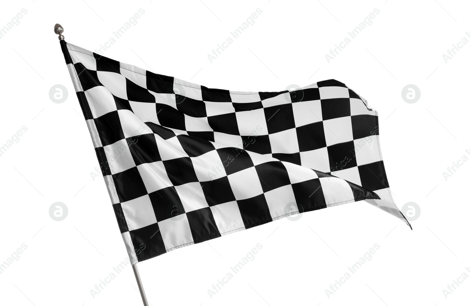 Photo of One racing checkered flag isolated on white