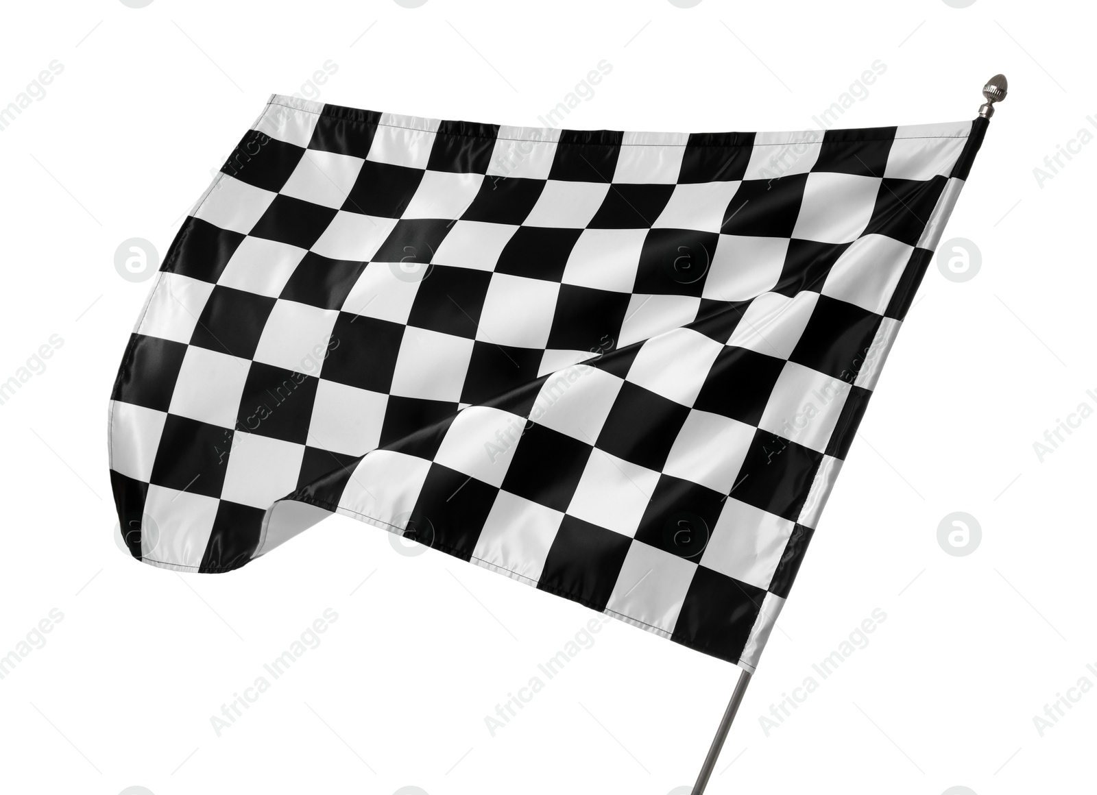 Photo of One racing checkered flag isolated on white