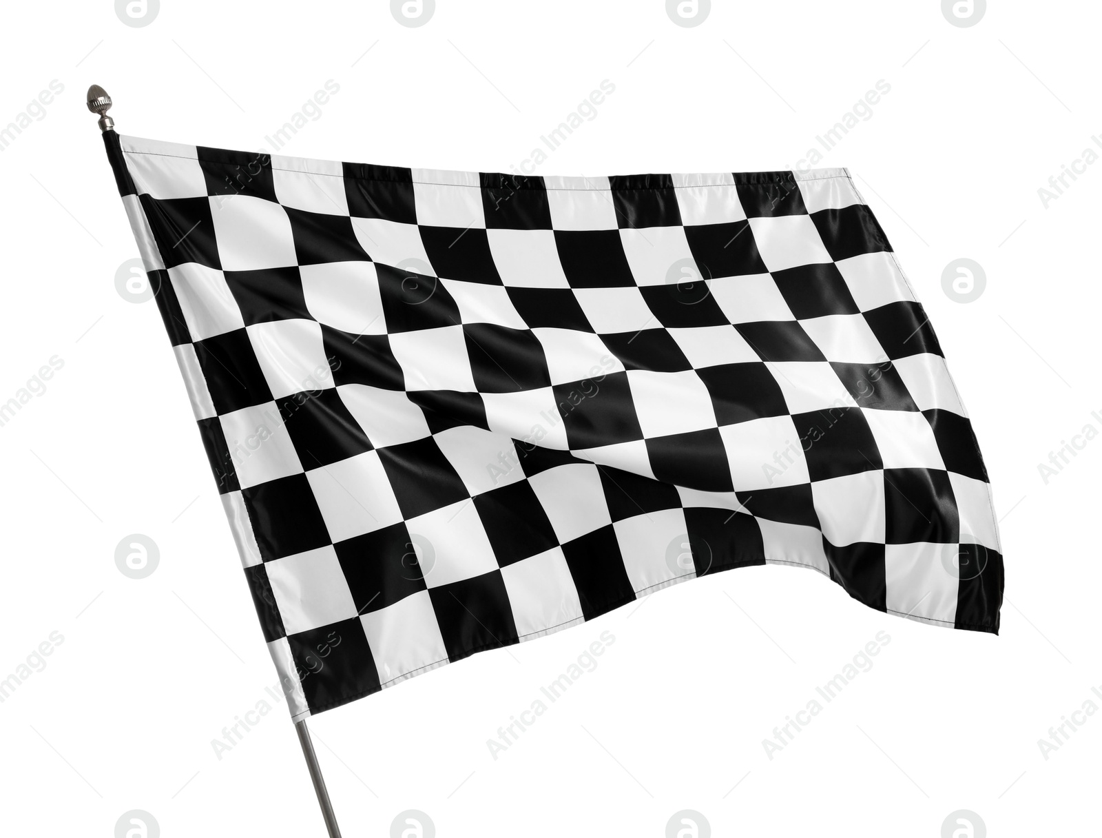 Photo of One racing checkered flag isolated on white