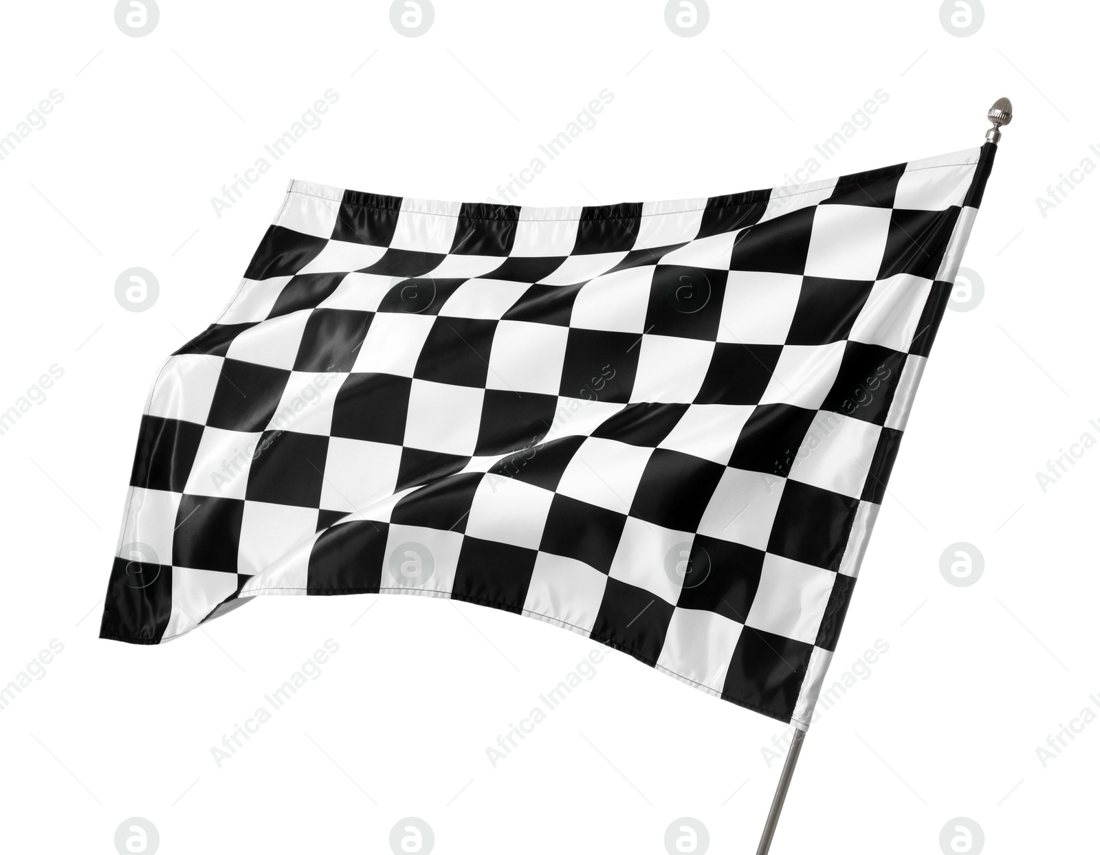 Photo of One racing checkered flag isolated on white