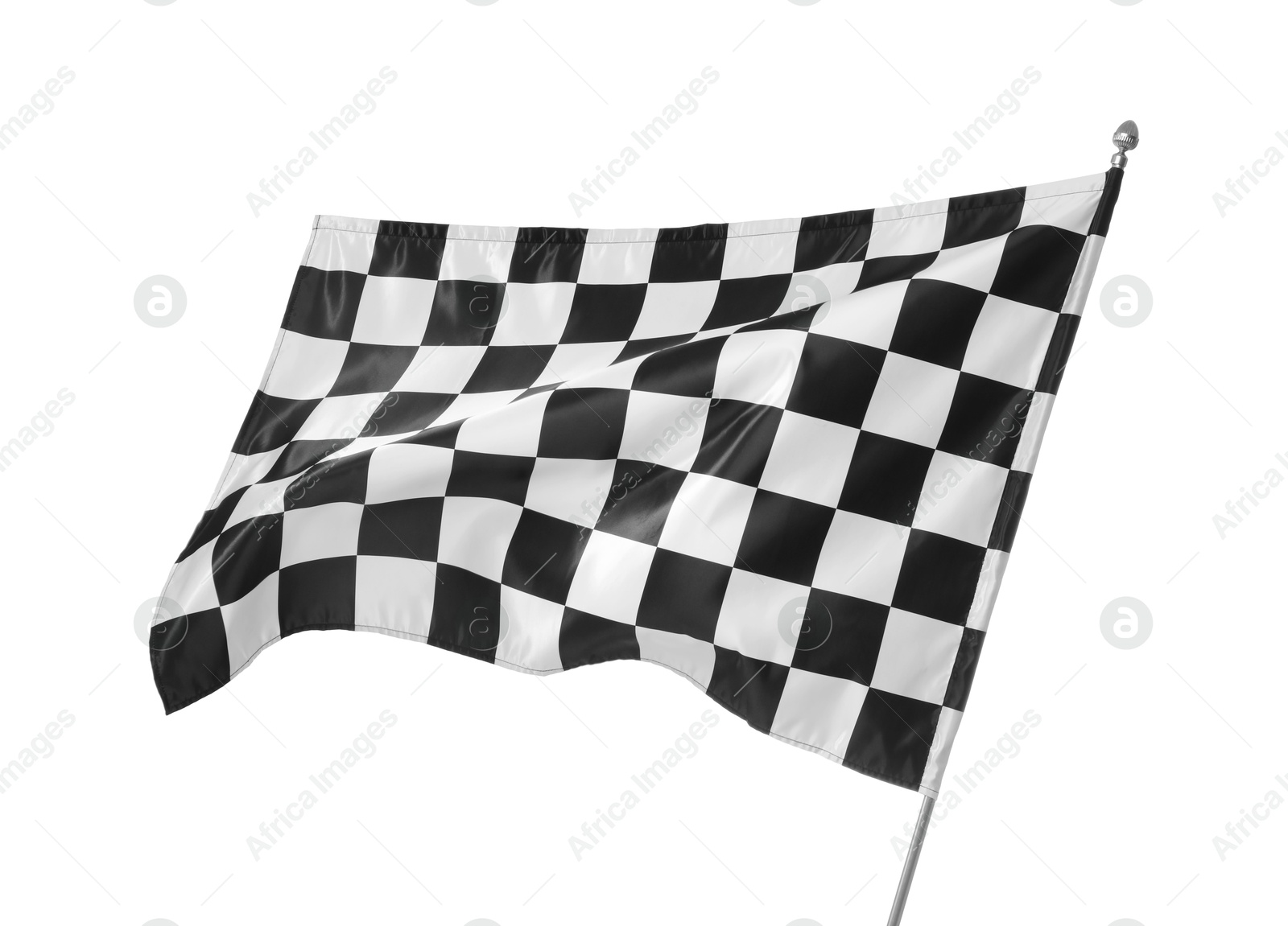 Photo of One racing checkered flag isolated on white