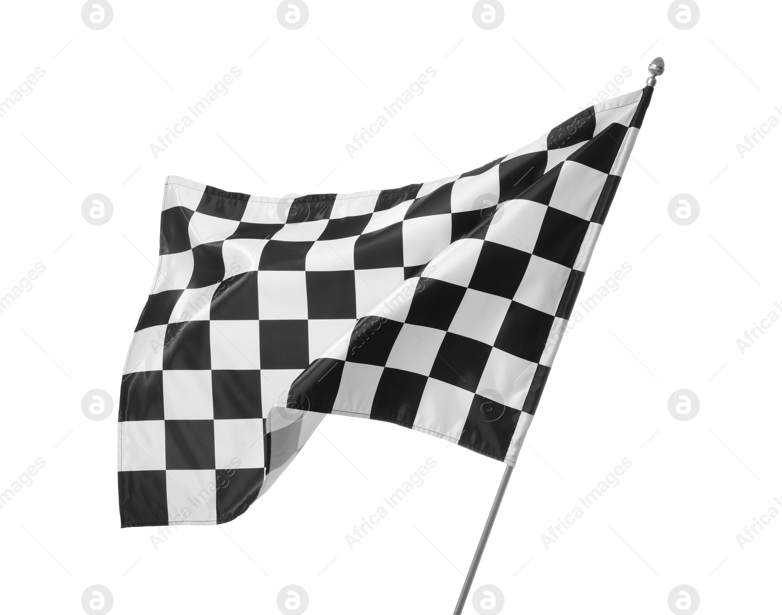 Photo of One racing checkered flag isolated on white