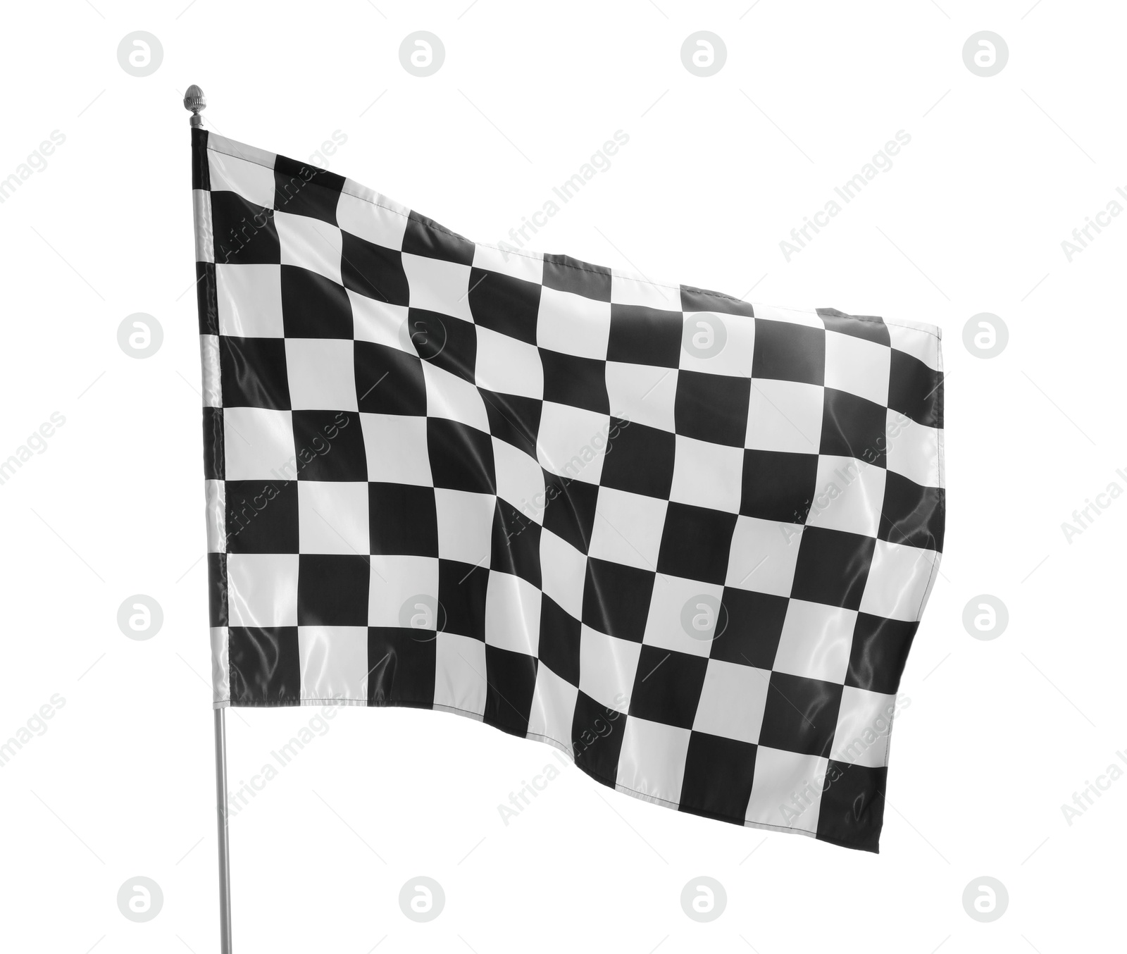 Photo of One racing checkered flag isolated on white