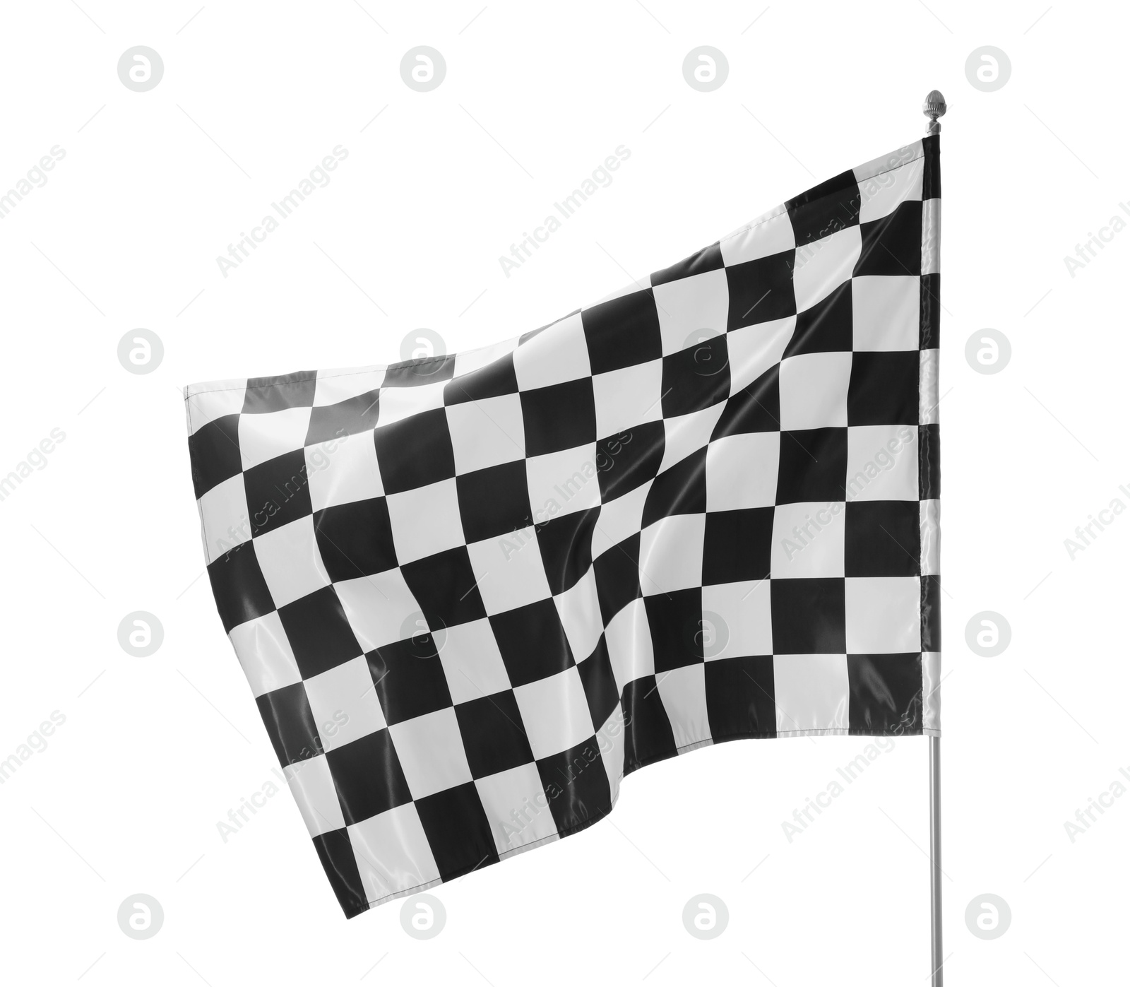 Photo of One racing checkered flag isolated on white