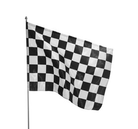 Photo of One racing checkered flag isolated on white