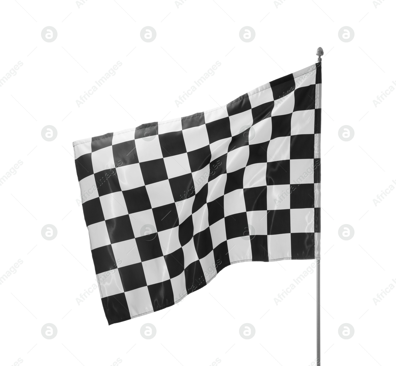 Photo of One racing checkered flag isolated on white