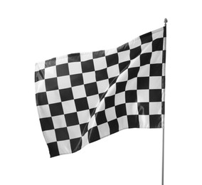 Photo of One racing checkered flag isolated on white