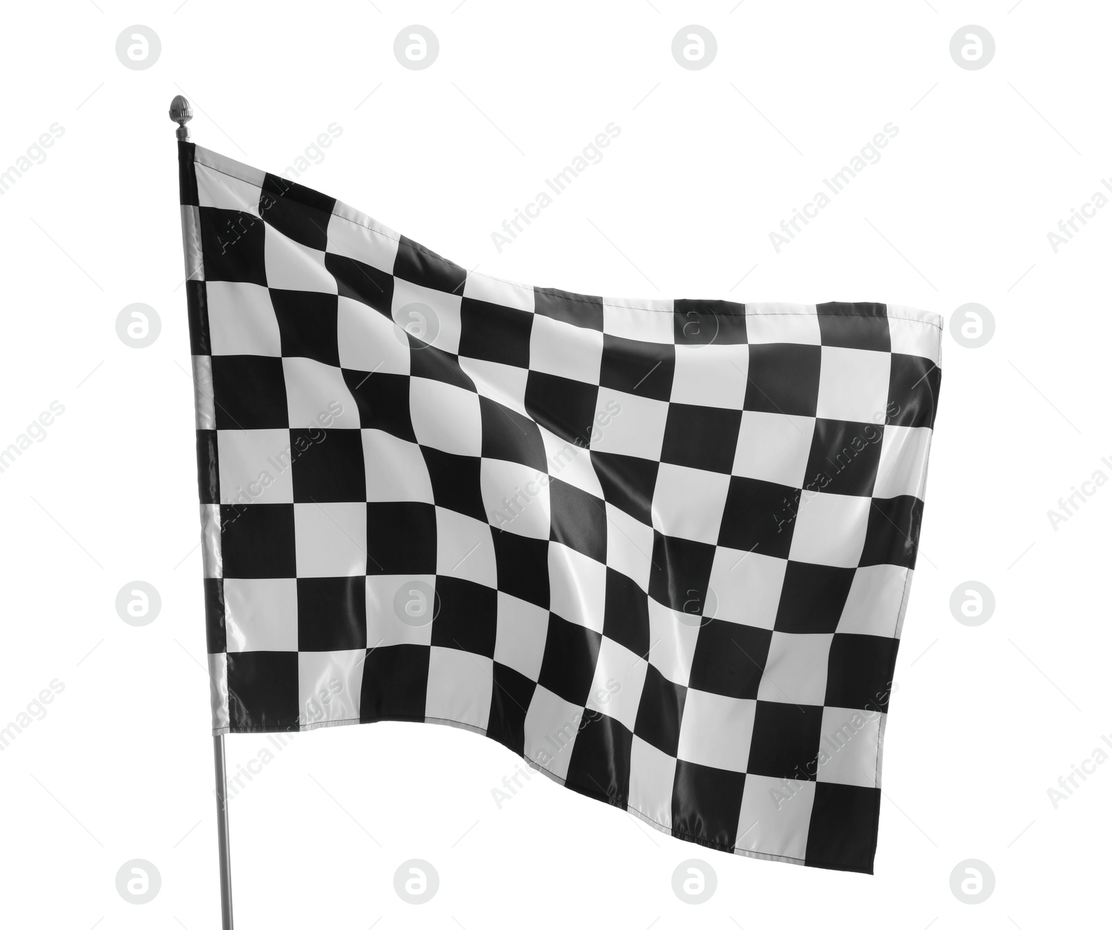 Photo of One racing checkered flag isolated on white