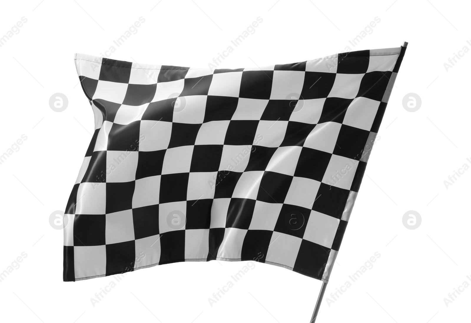 Photo of One racing checkered flag isolated on white