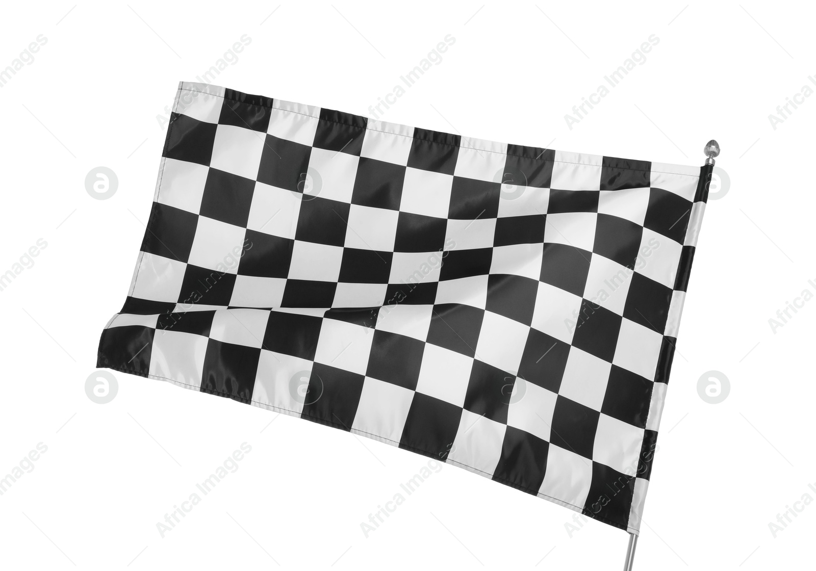 Photo of One racing checkered flag isolated on white