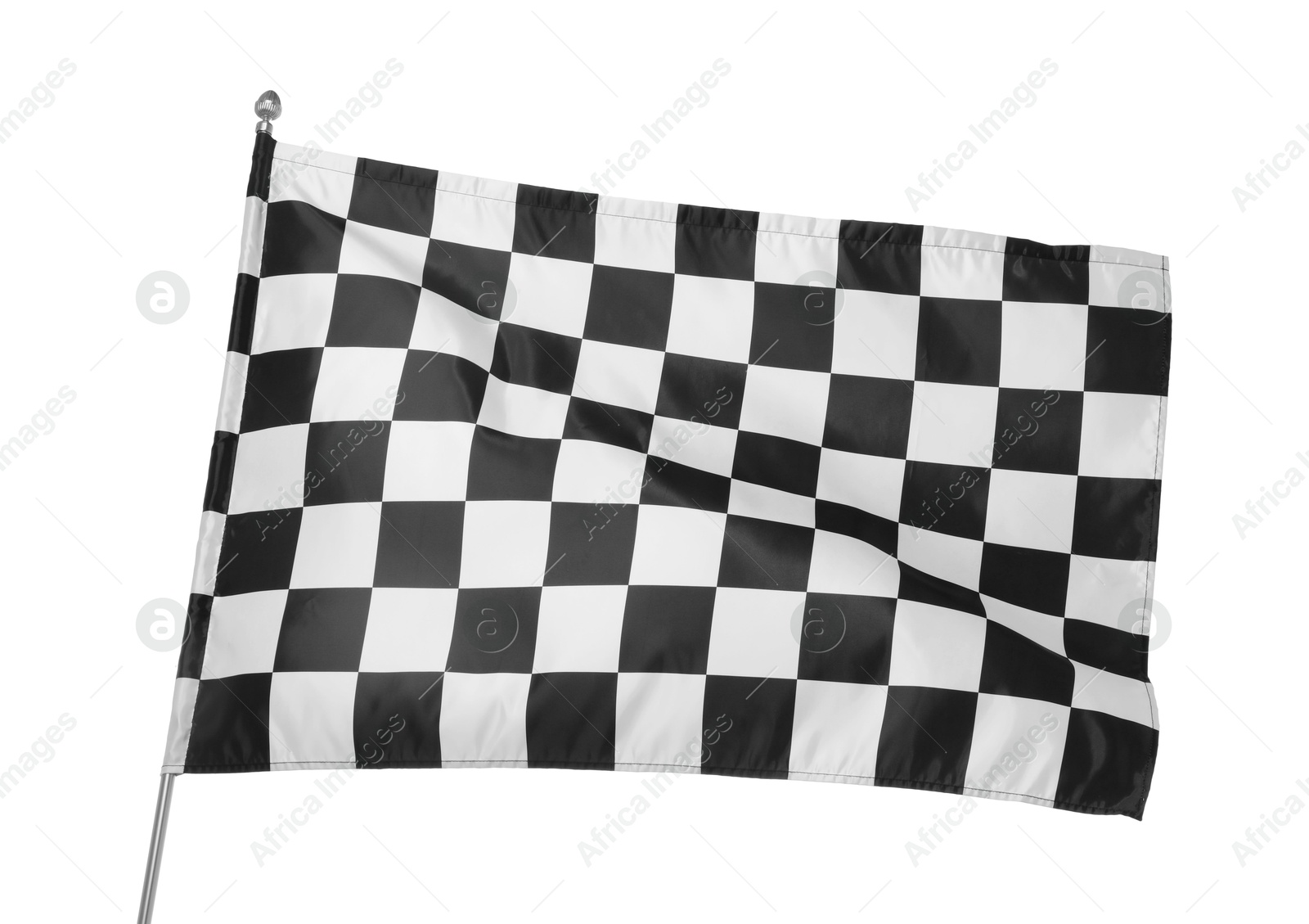 Photo of One racing checkered flag isolated on white