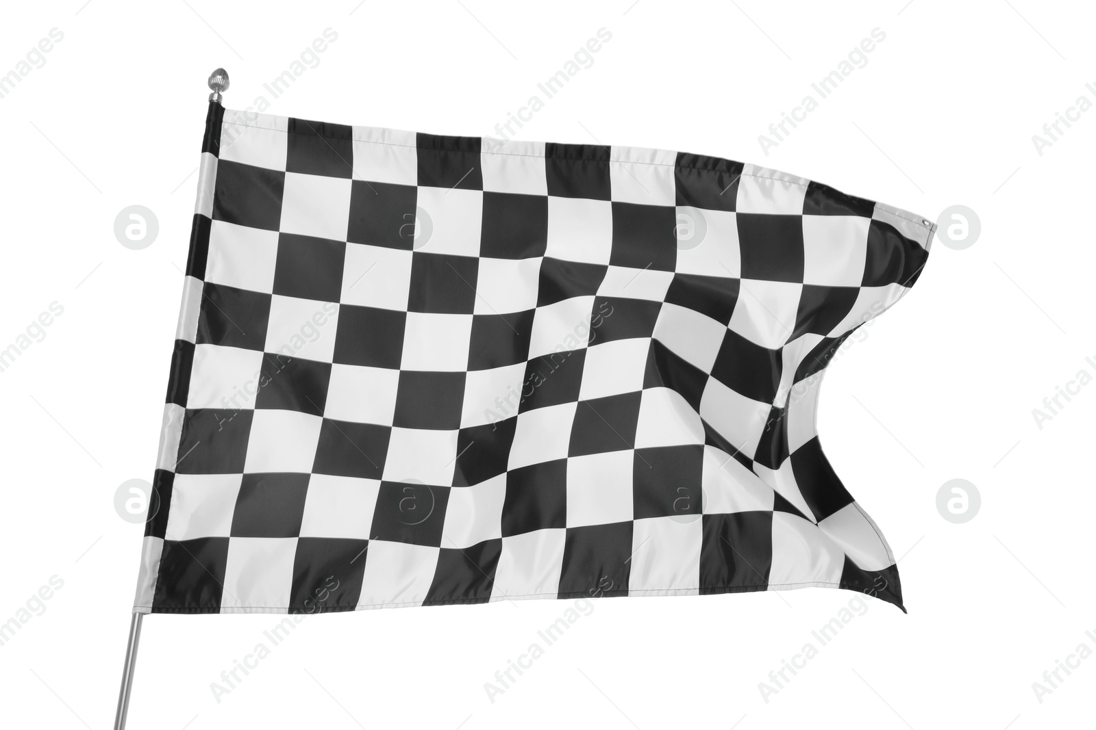 Photo of One racing checkered flag isolated on white