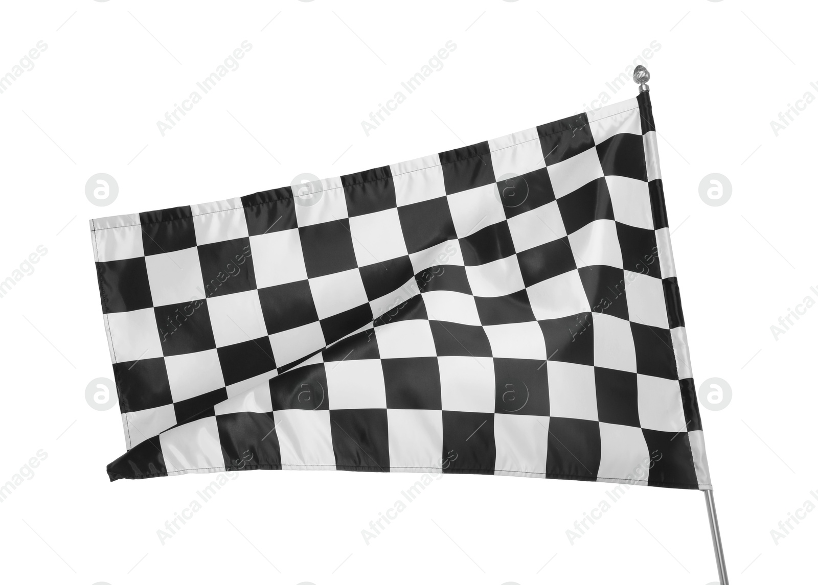 Photo of One racing checkered flag isolated on white