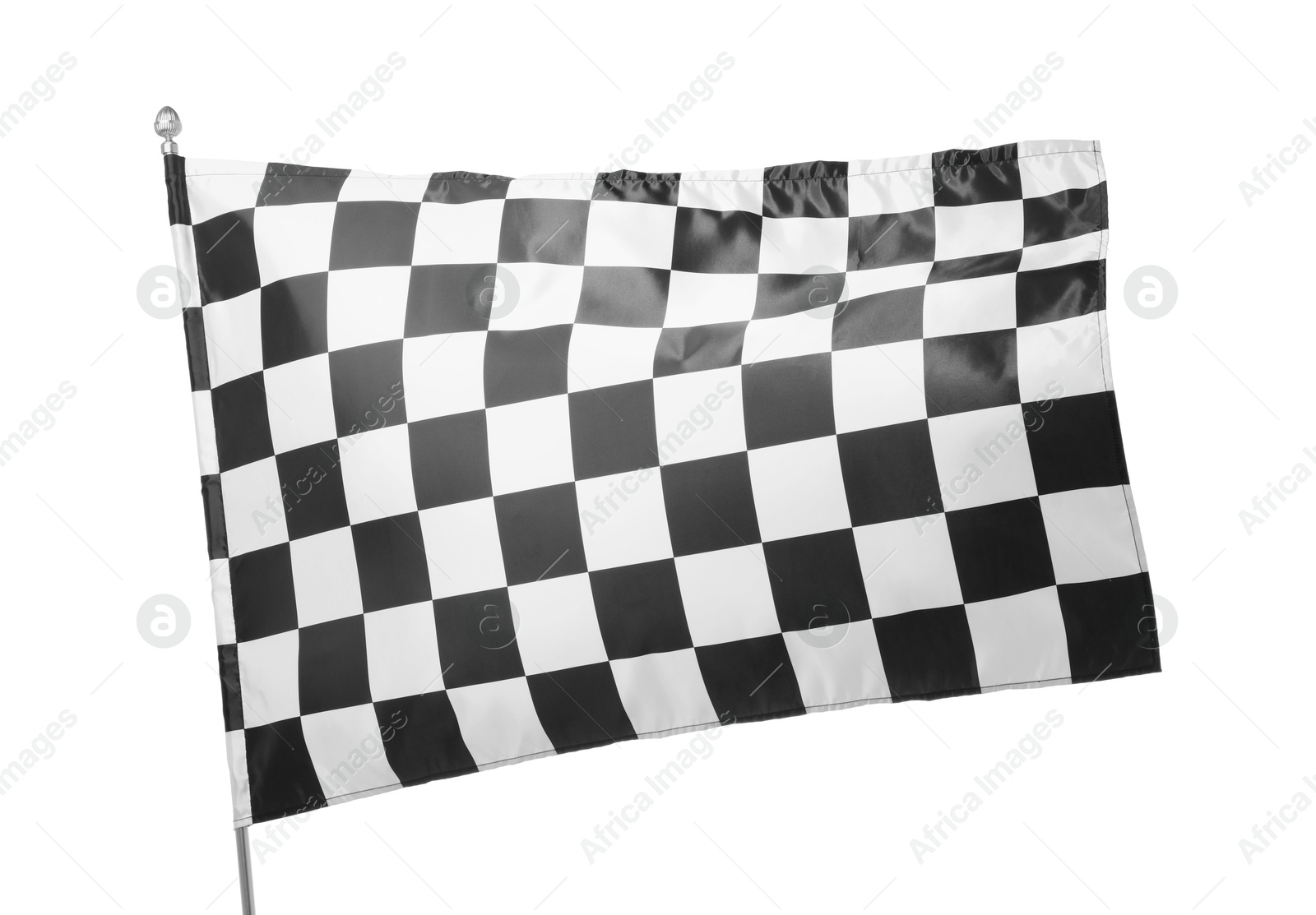 Photo of One racing checkered flag isolated on white