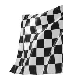 Photo of One racing checkered flag isolated on white