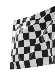 Photo of One racing checkered flag isolated on white