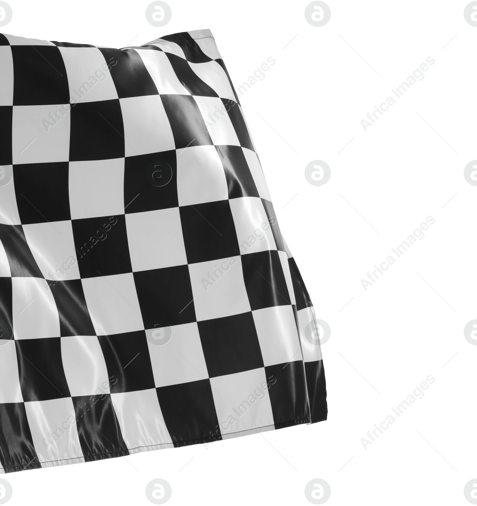 Photo of One racing checkered flag isolated on white