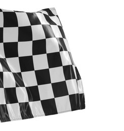 Photo of One racing checkered flag isolated on white