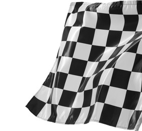 Photo of One racing checkered flag isolated on white