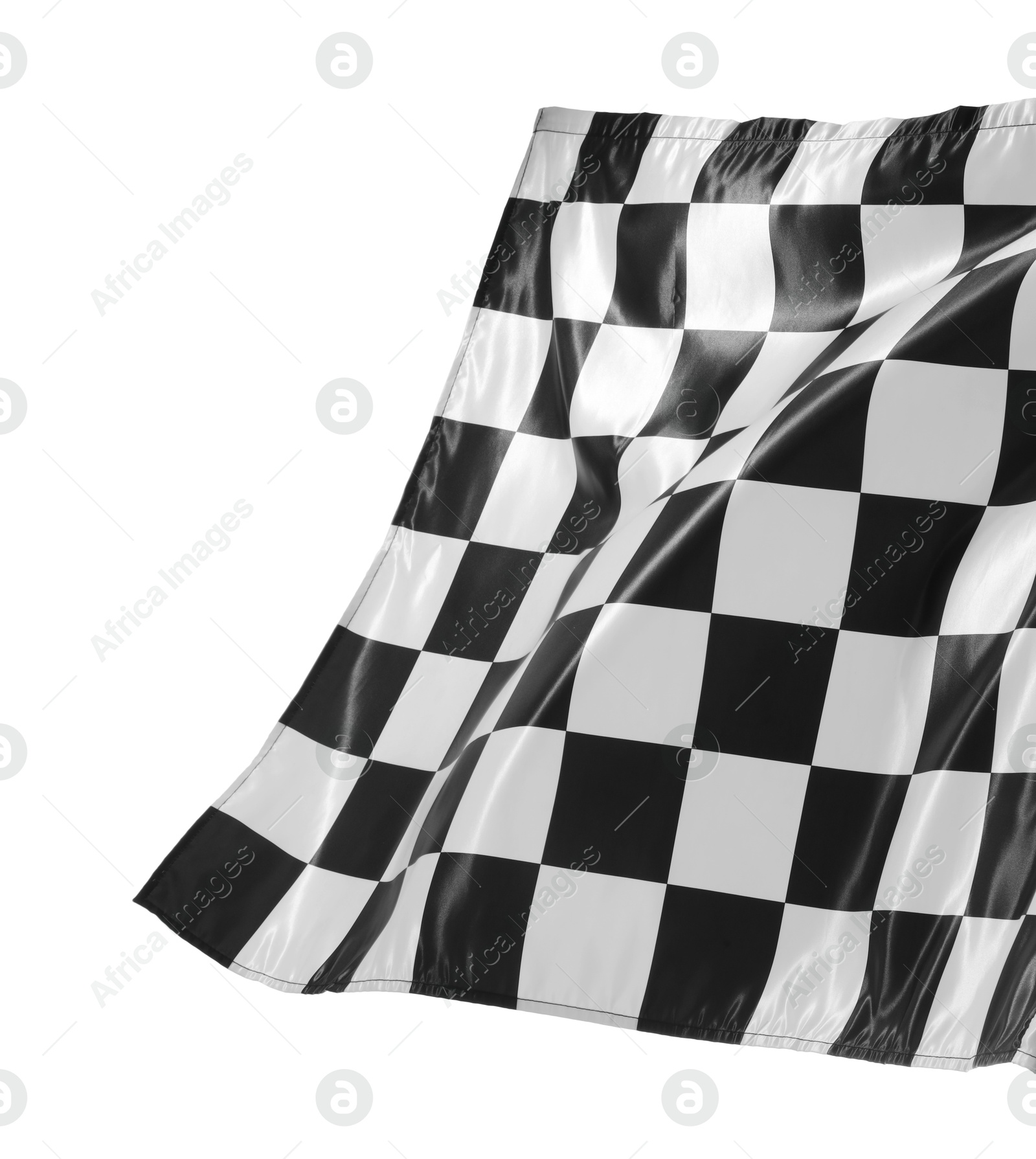 Photo of One racing checkered flag isolated on white