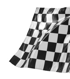 Photo of One racing checkered flag isolated on white