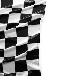 Photo of Checkered finish flag isolated on white, top view