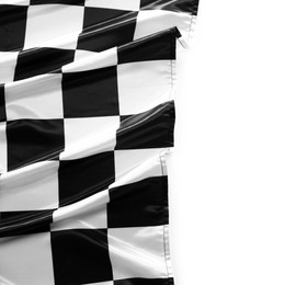 Photo of Checkered finish flag isolated on white, top view