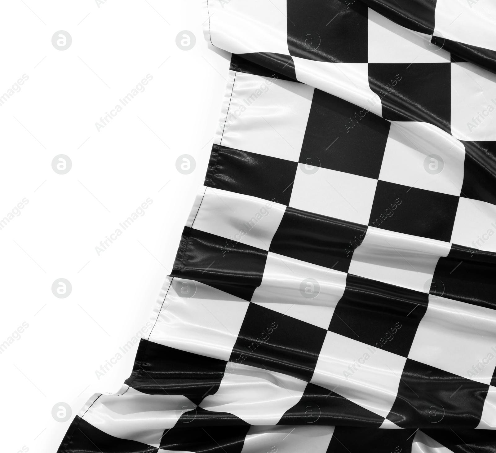 Photo of Checkered finish flag isolated on white, top view