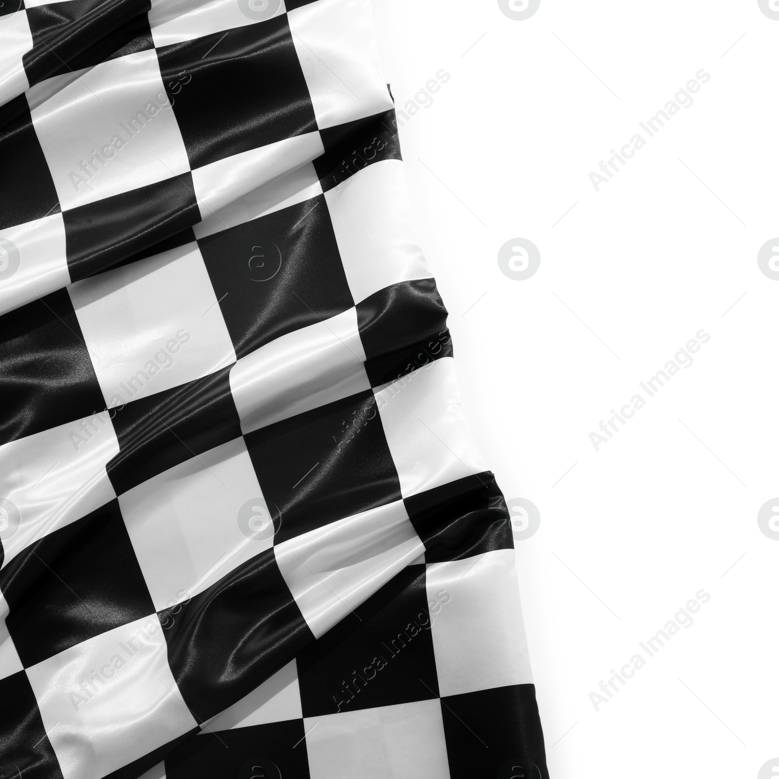 Photo of Checkered finish flag isolated on white, top view