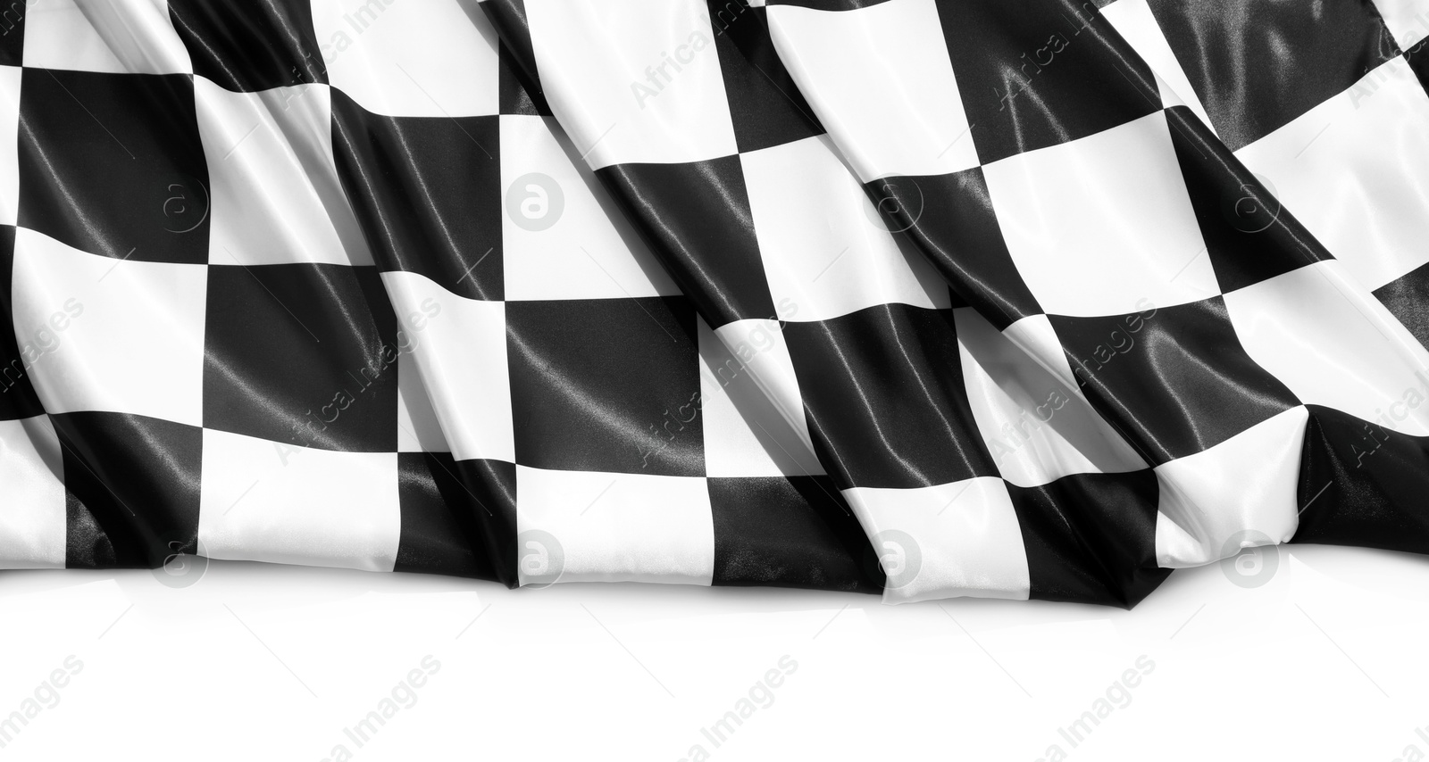 Photo of Checkered finish flag isolated on white, top view