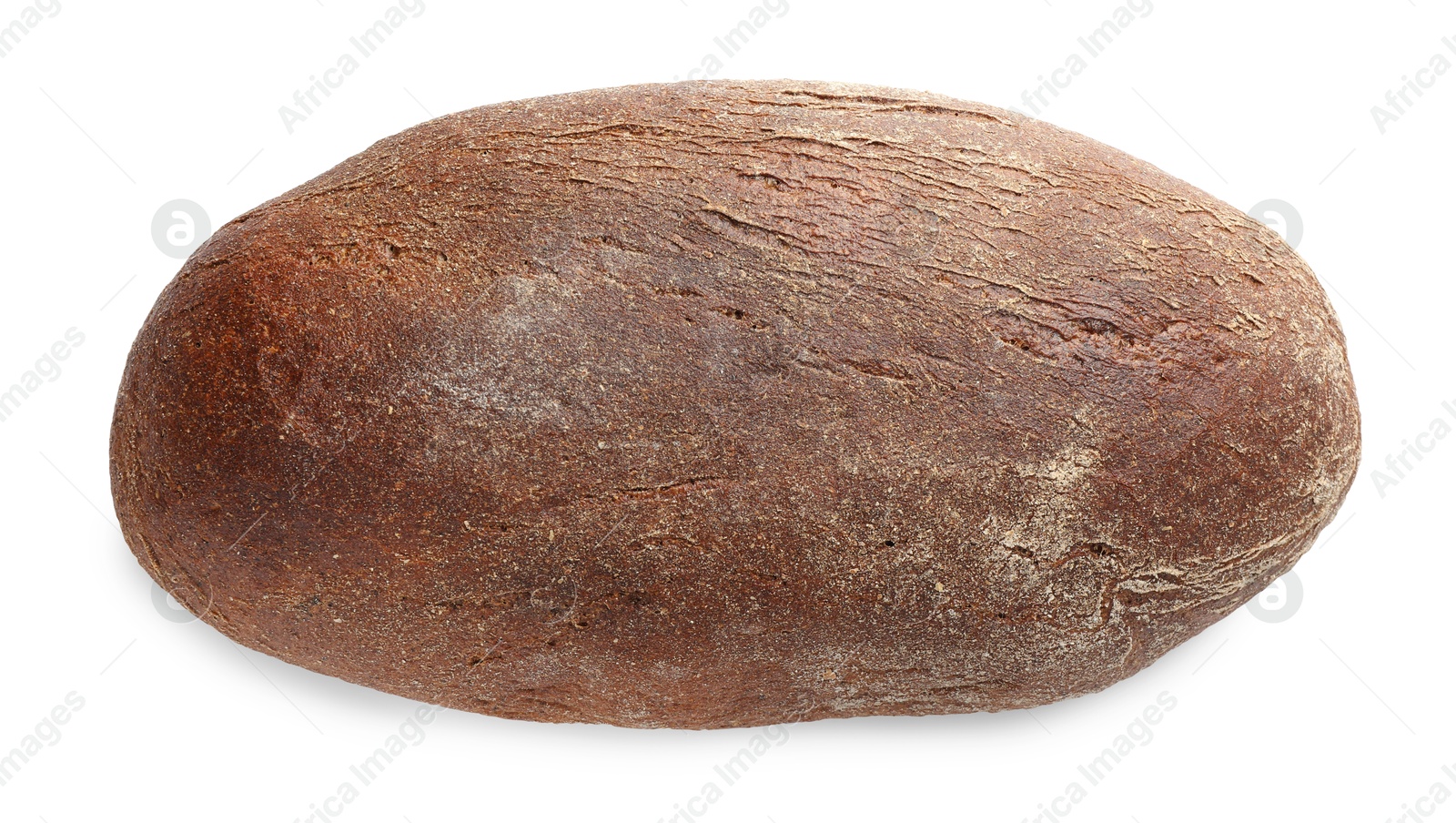 Photo of One freshly baked bread isolated on white, top view