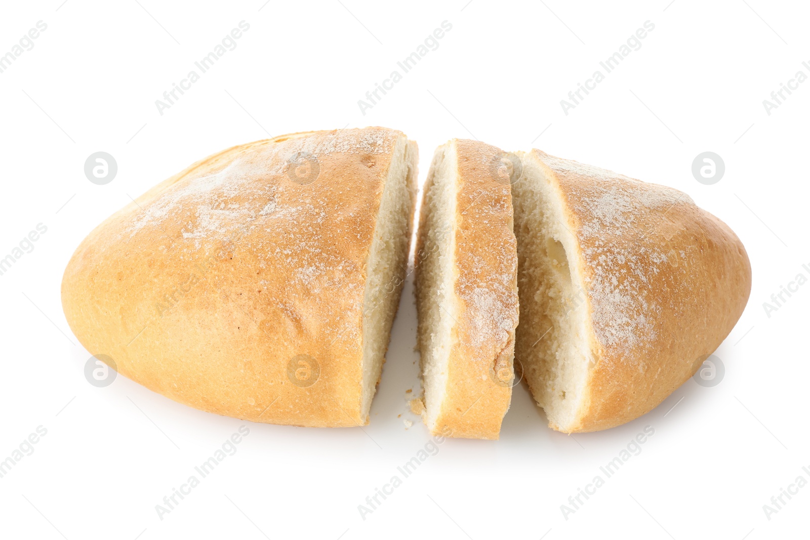 Photo of Pieces of fresh bread isolated on white