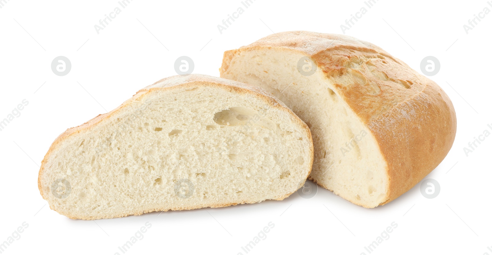 Photo of Pieces of fresh bread isolated on white