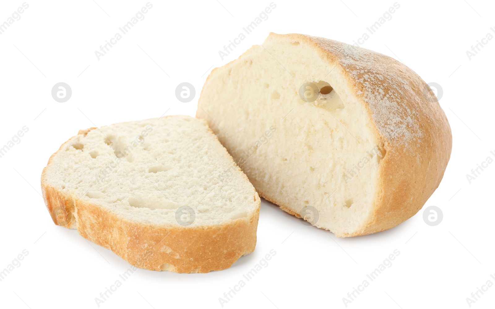 Photo of Pieces of fresh bread isolated on white