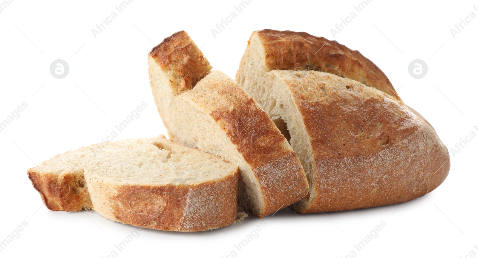 Photo of Pieces of fresh bread isolated on white