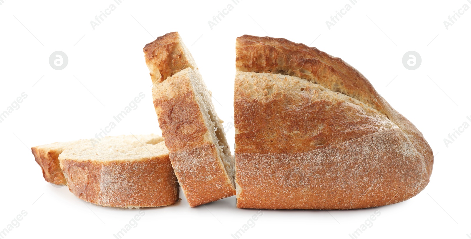 Photo of Pieces of fresh bread isolated on white