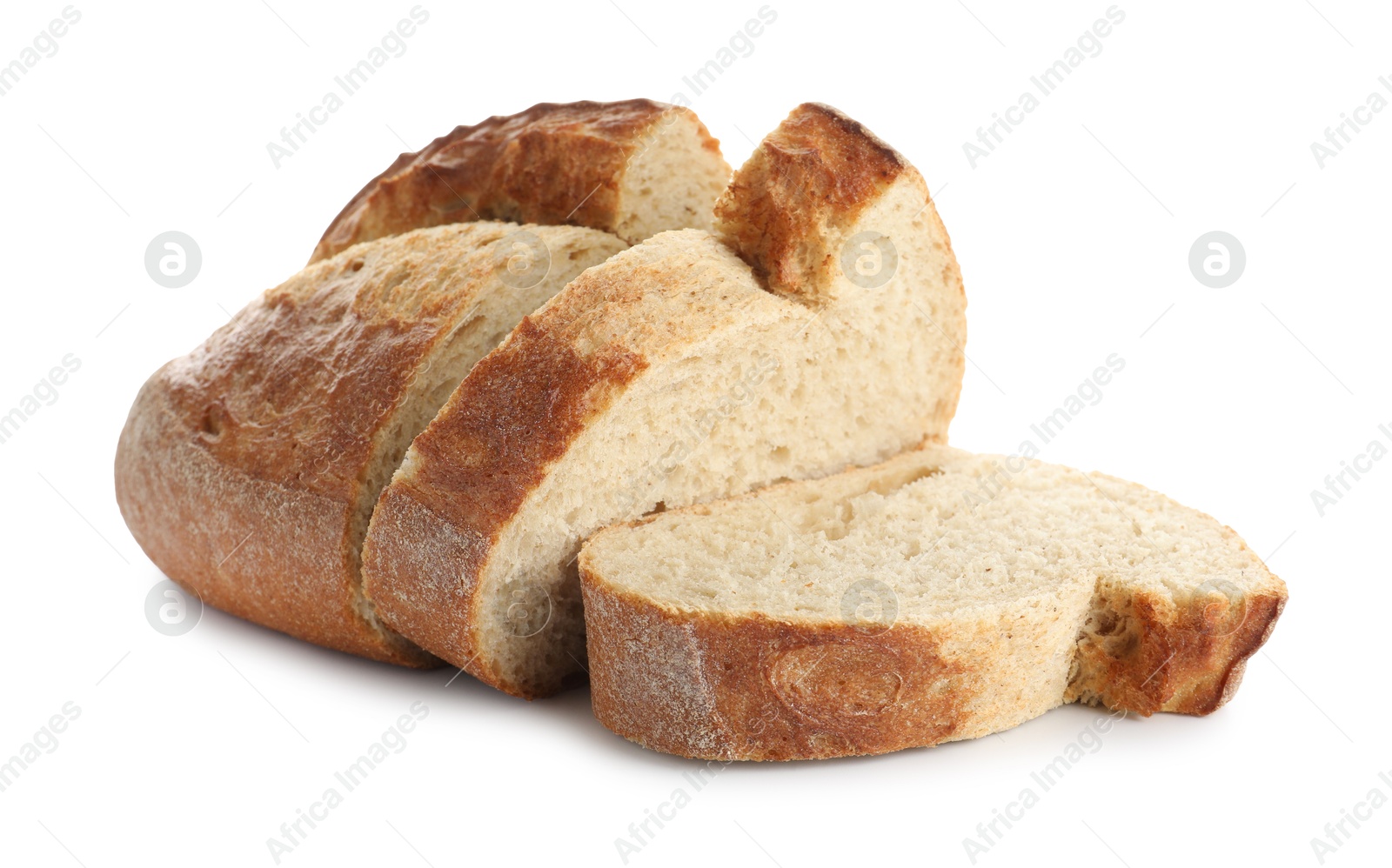 Photo of Pieces of fresh bread isolated on white