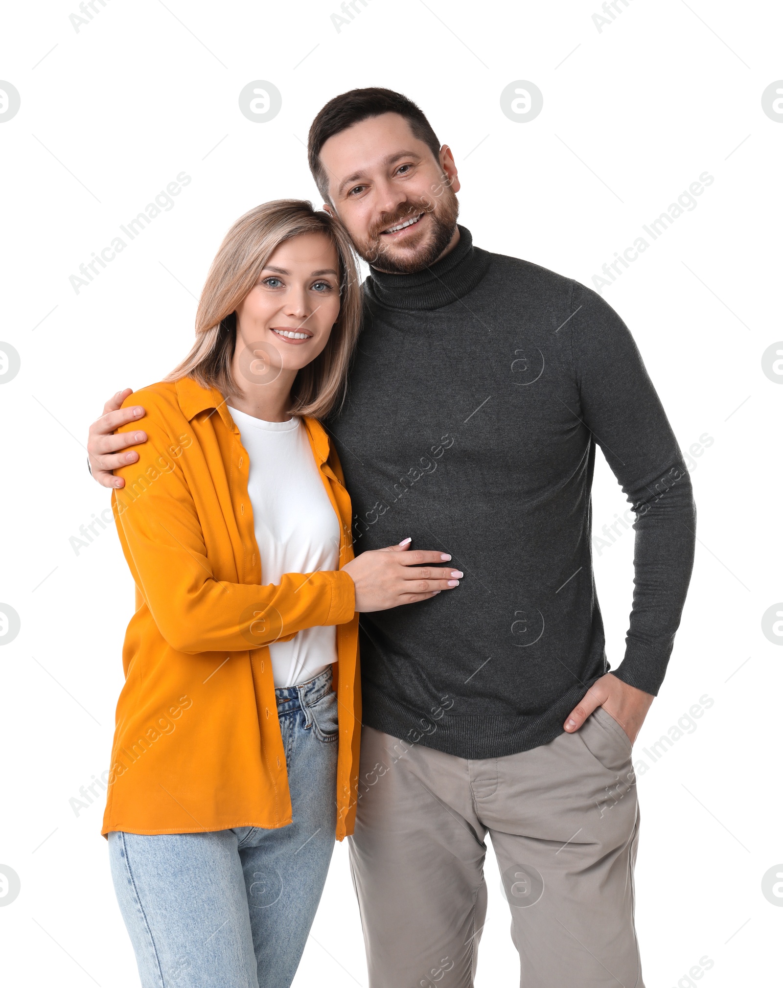 Photo of Portrait of happy couple on white background