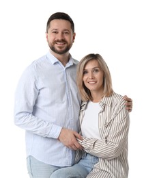 Portrait of happy couple on white background