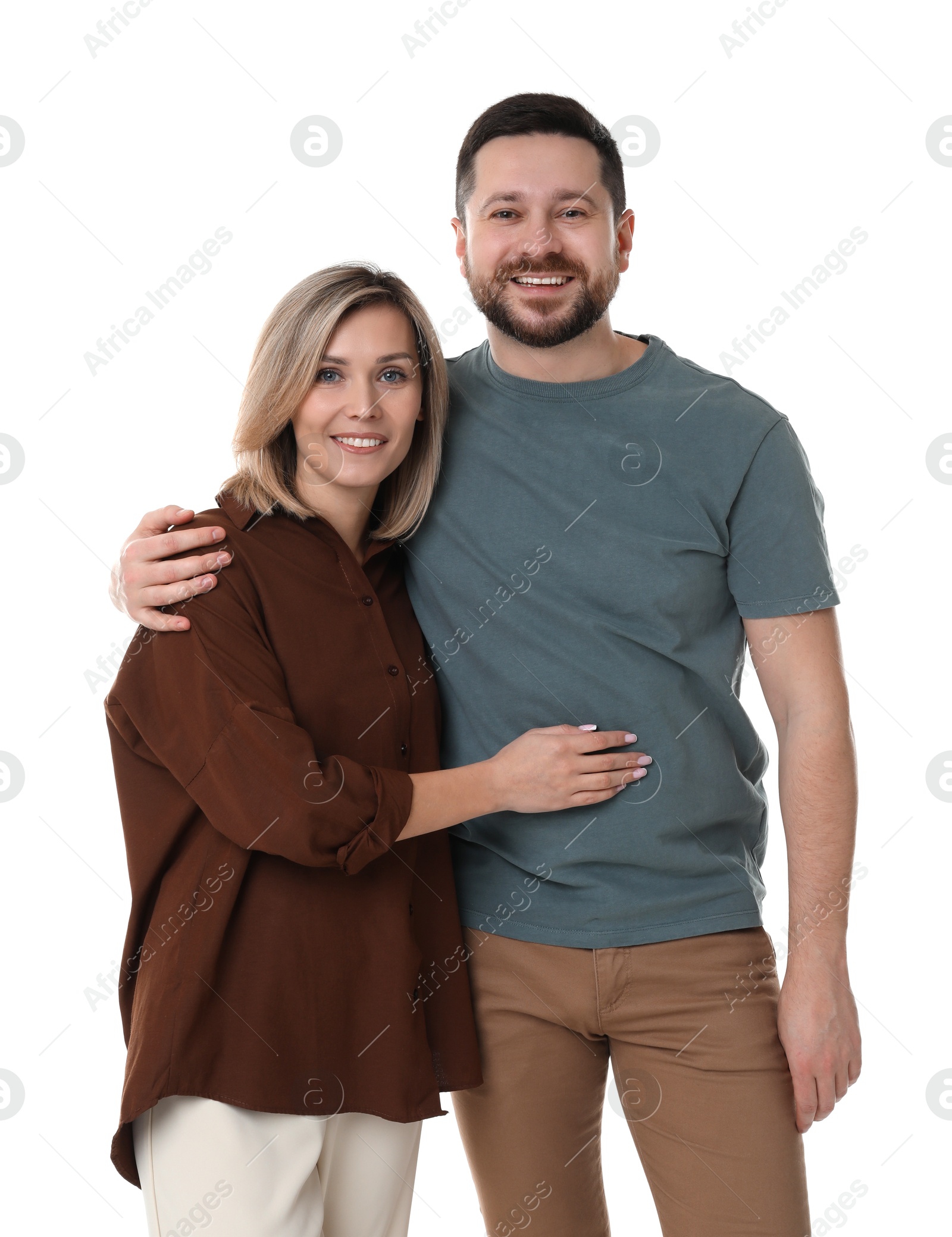 Photo of Portrait of happy couple on white background