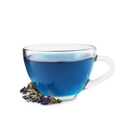 Delicious butterfly pea flower tea isolated on white