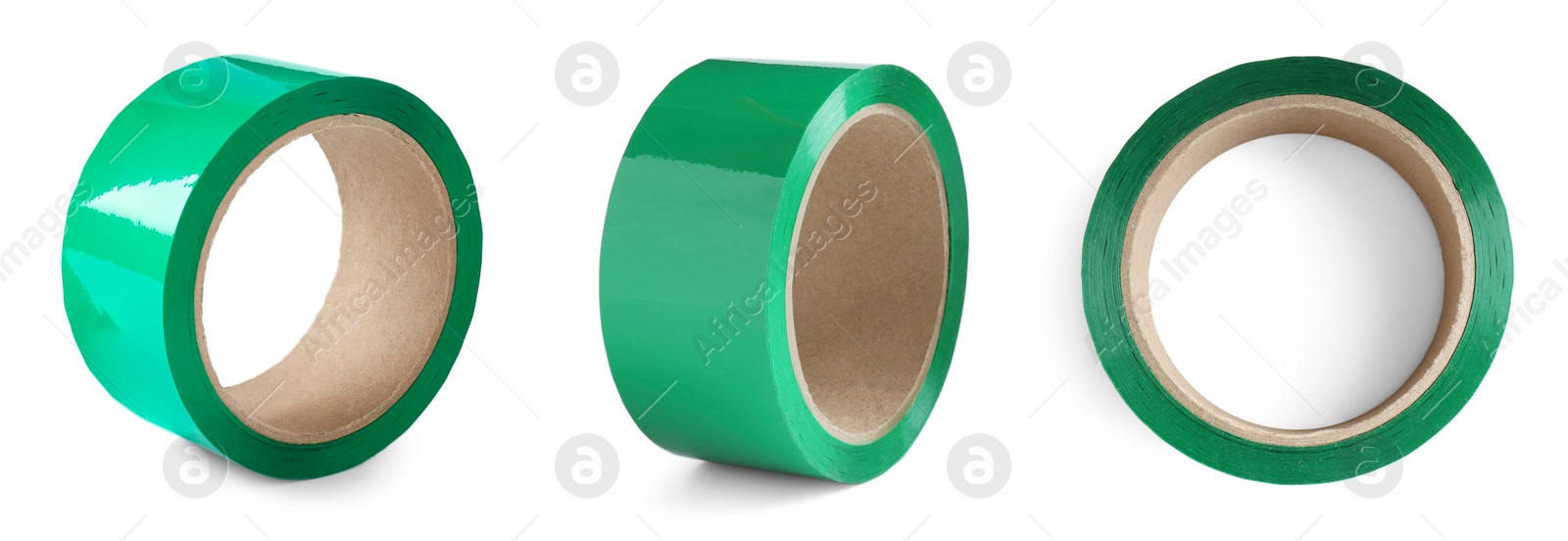 Image of Green adhesive tape, set. Rolls isolated on white