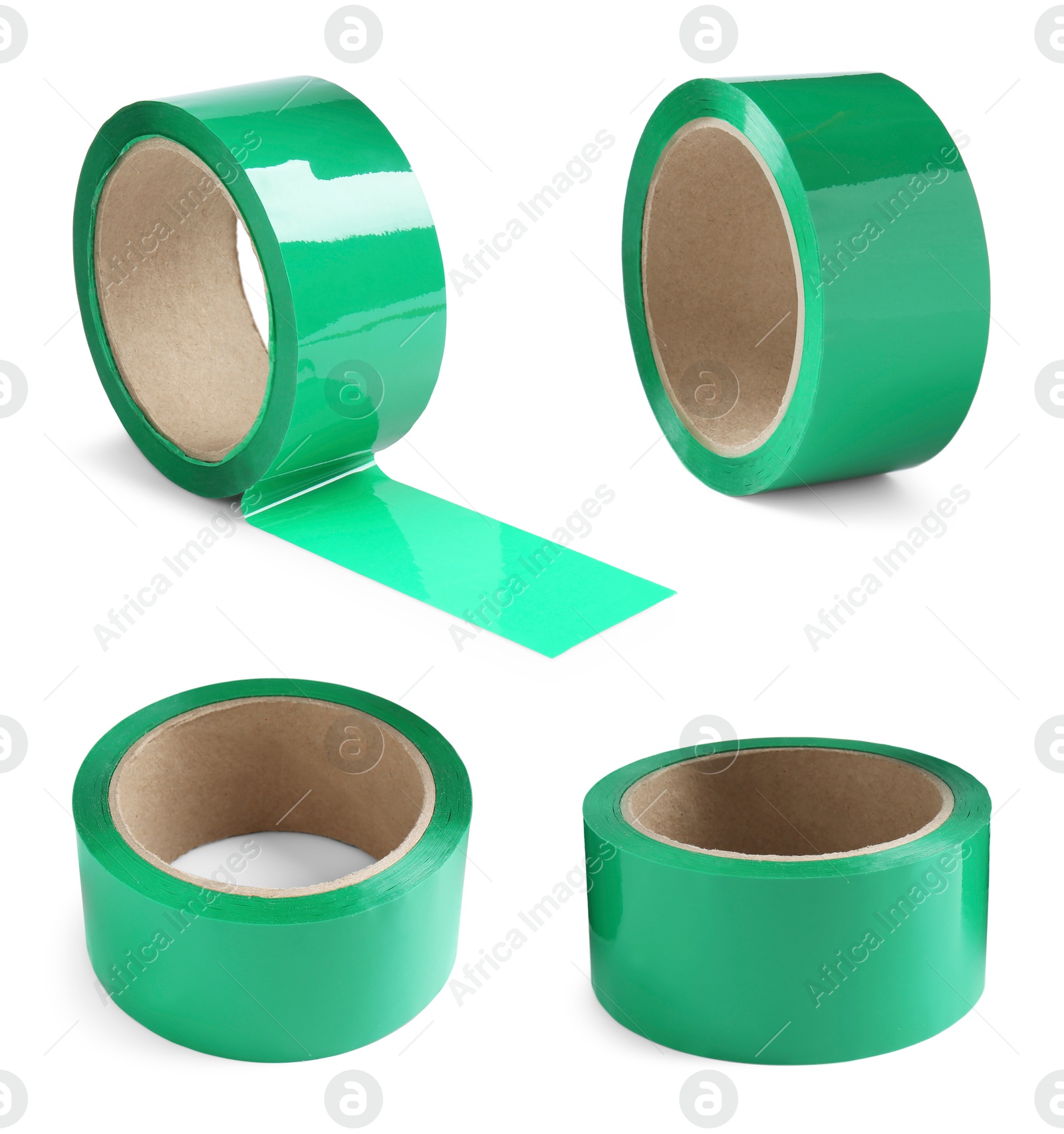 Image of Green adhesive tape, set. Rolls isolated on white