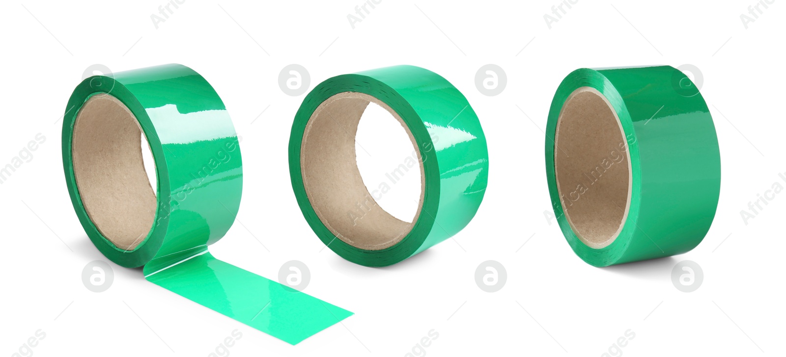 Image of Green adhesive tape, set. Rolls isolated on white